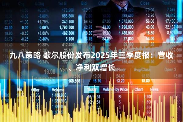 九八策略 歌尔股份发布2025年三季度报：营收、净利双增长