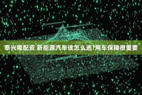 泰兴隆配资 新能源汽车该怎么选?用车保障很重要
